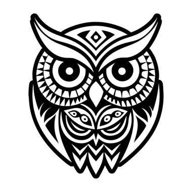 Beyaz arkaplanda siyah renkli baykuş simgesi izole edildi. Baykuş sembolü vektör illüstrasyonu