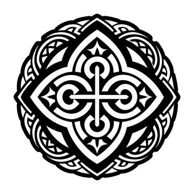 Vektör çizimi. siyah - beyaz haç süsü.