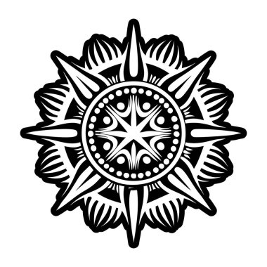 Boyama sayfası için siyah ve beyaz mandala.