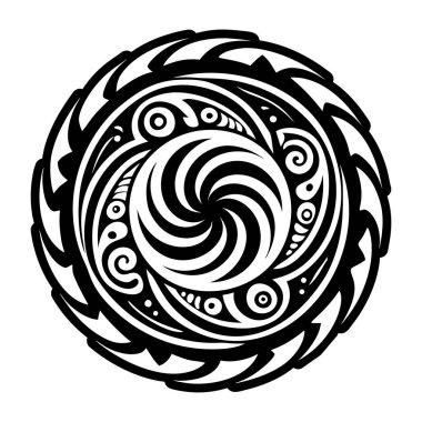 Dövme için siyah ve beyaz vektör mandala