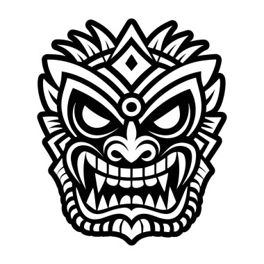 Dövme maskesinin ve yüz işaretinin vektör tasarımı. Ağ için maske ve amblem sembolü.