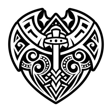 Kel bir kalp şeklinde kara kalp. Siyah bir arka planda izole edilmiş. vektör illüstrasyonu.