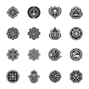 Dekoratif dekoratif mandala vektör kümesi