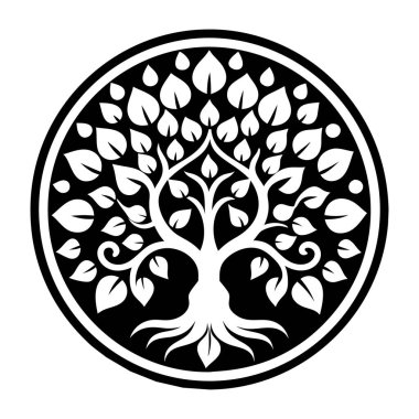 Yaprak simgesi olan ağaç, vektör tasarımı