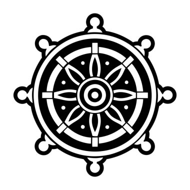 Tekerlek simgesi. Web için direksiyon vektör simgelerinin özet çizimi