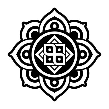 mandala. Siyahlı bir süs. vektör illüstrasyonu