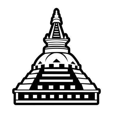 Buda tapınağı vektör ikonu. Grafik ve web tasarımı için beyaz arkaplanda siyah illüstrasyon izole edildi.