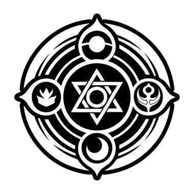 Vektör çizimi. Kutsal geometrinin sembolü. Süslü bir David yıldızı. vektör.