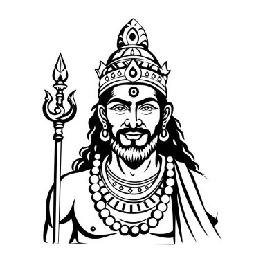 Hindu tanrı shiva. Hindu tanrısı. vektör illüstrasyonu