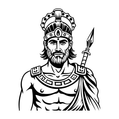 Kılıçlı ve sakallı savaşçı savaşçı.