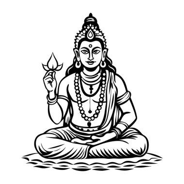 Lotus pozundaki Buda heykelinin vektör çizimi