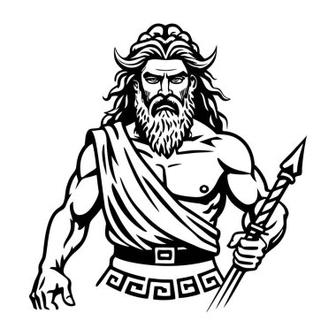 Kılıçlı Yunan Viking savaşçısının vektör çizimi