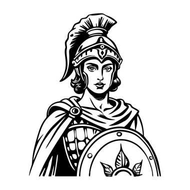 Kalkan ve mızraklı Yunan savaşçısı