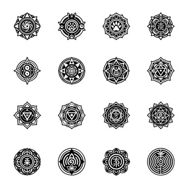 Glyph Biçimi Koleksiyonu Reiki Sembolleri Simgeleri 