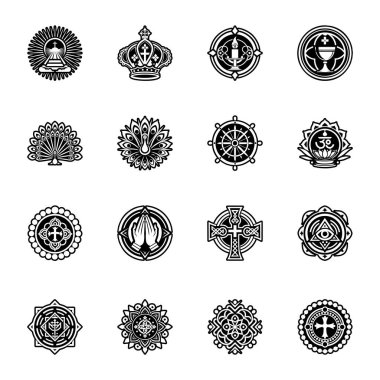 Mandala ikonları ayarlandı. vektör illüstrasyonu