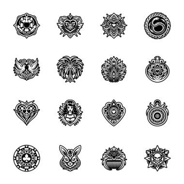 Farklı dekoratif süslemelerin vektör çizimi