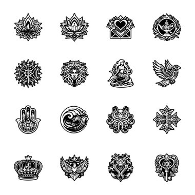 Heraldik kalkan ve kollar ayarlandı, vektör