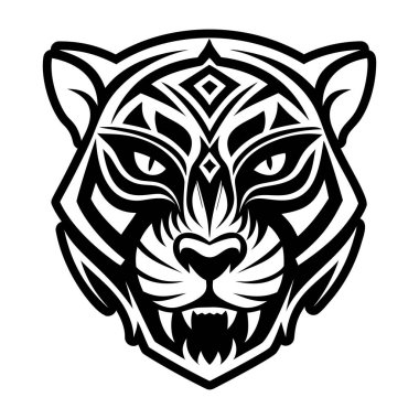 Kaplan dövmesi logosu. Kaplan sembolü illüstrasyonu