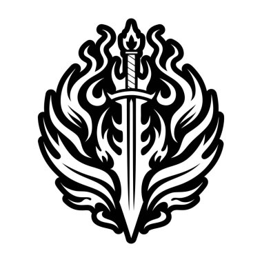 Katı biçimde tasarlanmış yanan kılıç simgesi