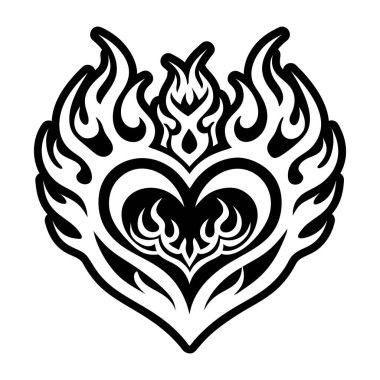 Katı bir şekilde tasarlanmış yanan kalp simgesi