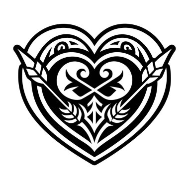 Katı biçimde tasarlanmış kalp dövmesi simgesi