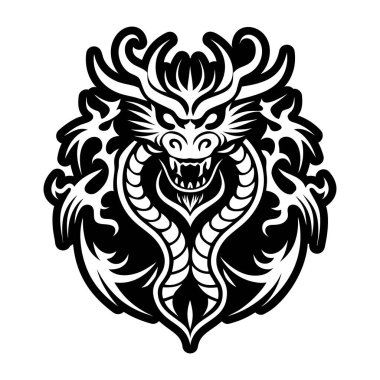 Katı bir ejderha dövmesi simgesi.