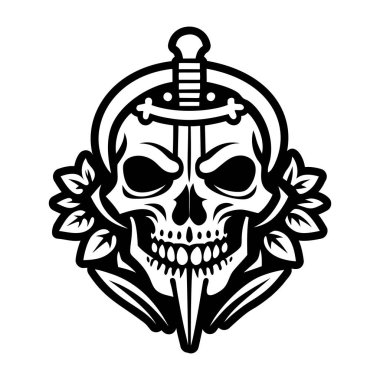 Kabartma biçiminde bıçaklanmış kafatası simgesi