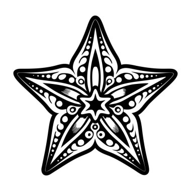 Deniz yıldızı dövme simgesi katı biçimde