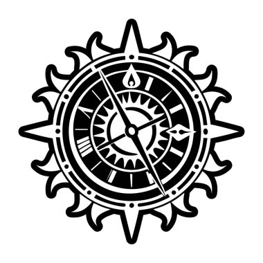 Güneş saati dövme sembolünün doldurulmuş bir simgesi