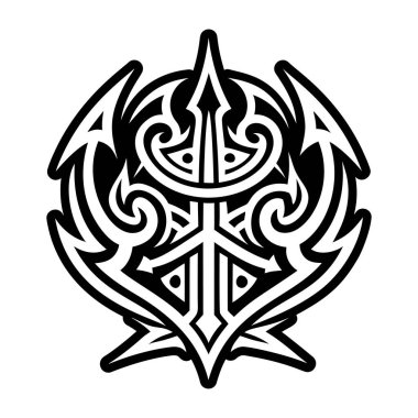 Üç çatallı mızrak dövmesinin doldurulmuş bir simgesi.