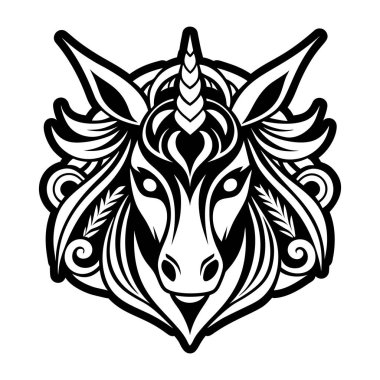 Tek boynuzlu atın başlık sembolünün doldurulmuş bir simgesi