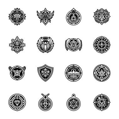 Vintage vektör rozetleri ve dizayn ögeleri seti