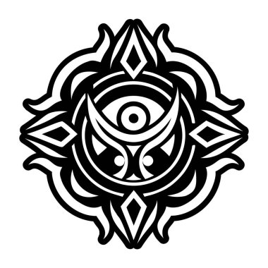 Siyah ve beyaz dövmeli kabile mandala. vektör illüstrasyonu