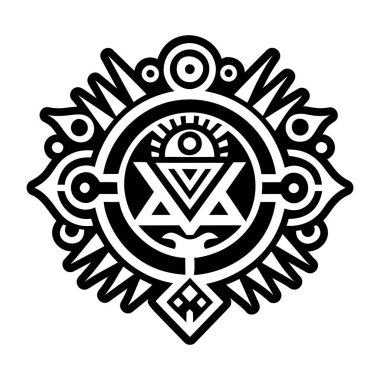 Dövmeli siyah beyaz vektör mandala