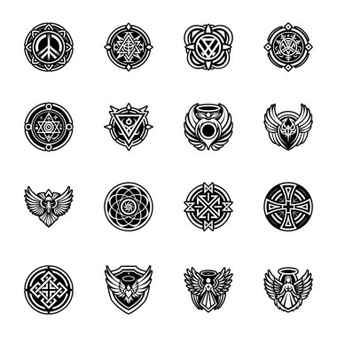 Kelt sembollü siyah beyaz vektör simgeleri kümesi