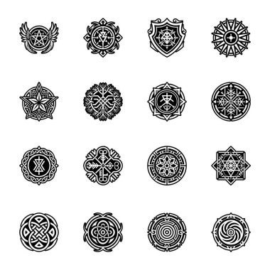 Mandala süsü seti. siyah ve beyaz yuvarlak tasarım