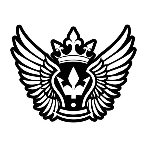 Crowned angel icon in solid style