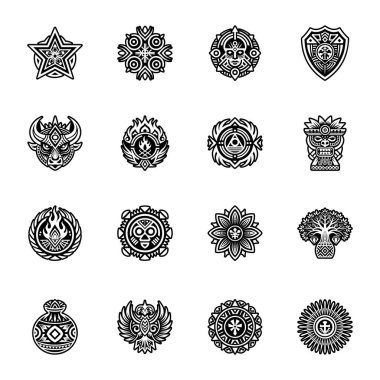 Dövme veya rozet için vektör vintage dekoratif tasarım ögesi koleksiyonu