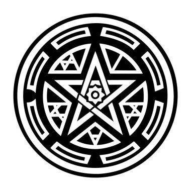 Yıldız çember motif simgesi kabartma biçiminde