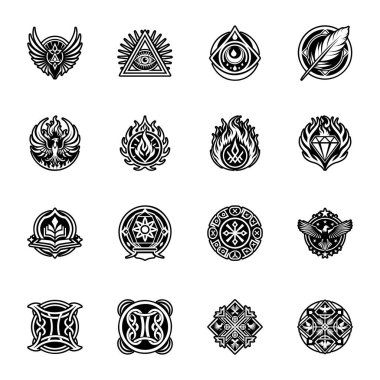 Siyah ve beyaz tasarım elementleri kümesi