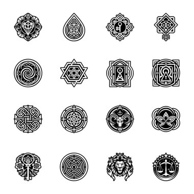 Kelt süslemeleri, vektör illüstrasyonu, tasarım elemanları kümesi