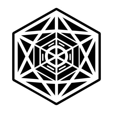 Kabartma biçiminde küp metatron simgesi simgesi