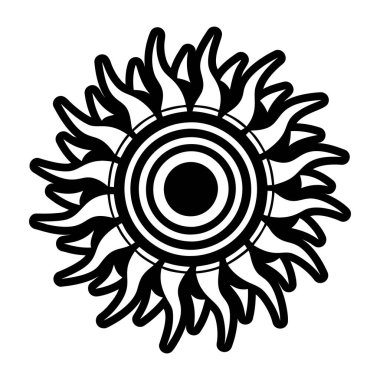 Kabartma biçiminde güneş sembolü dövme simgesi