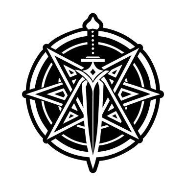 Mistik hançer dövmesi, kabartma tarzı simge