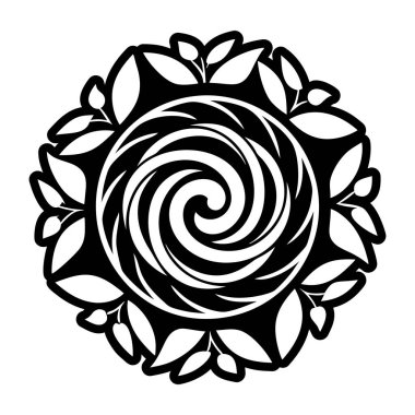 Spiral yaprakları tasvir eden kabartma biçimi simgesi