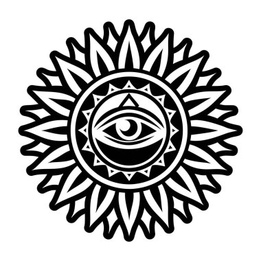 Bir mandalanın içindeki üçüncü göz sembolü, sembol.