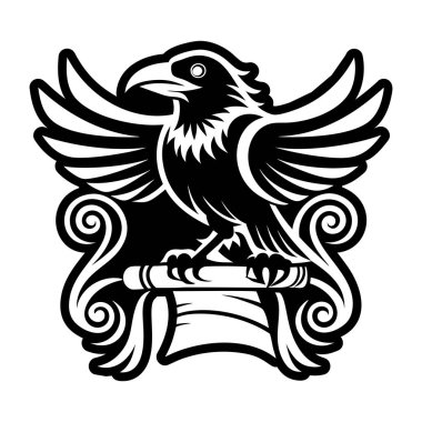 Kuzgun sembolünün doldurulmuş bir biçim simgesi