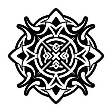 Beyaz arkaplanda siyah bir süs