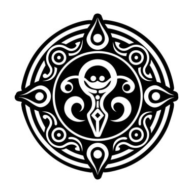 siyah ve beyaz kabile etnik dövme tasarımı