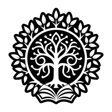 Bilgi ağacı kabartma dövme simgesi